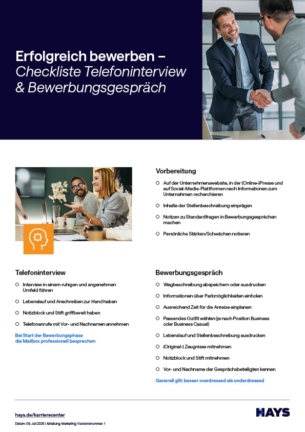 Checkliste Bewerbungsgespräch Checkliste Bewerbungsgespräch