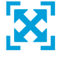 Blaues Icon mit Vergrößerungs-Pfeil