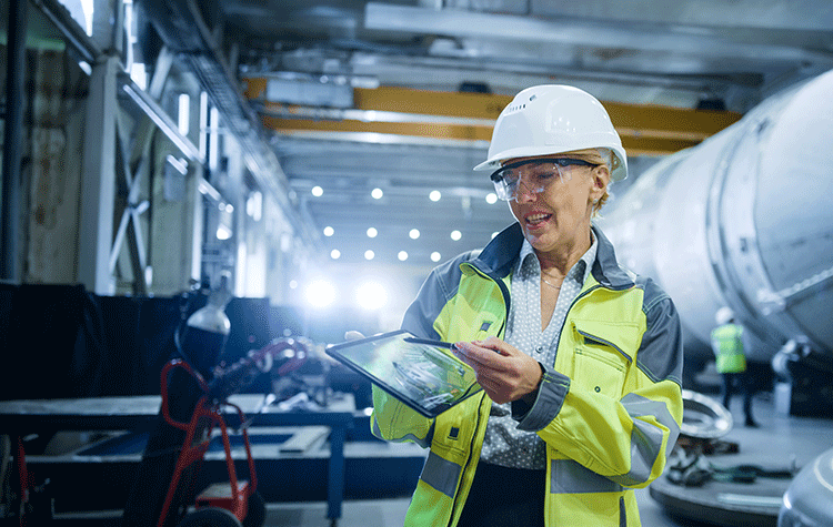 Woman working on a construction site