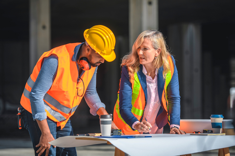 Two designers on the construction site