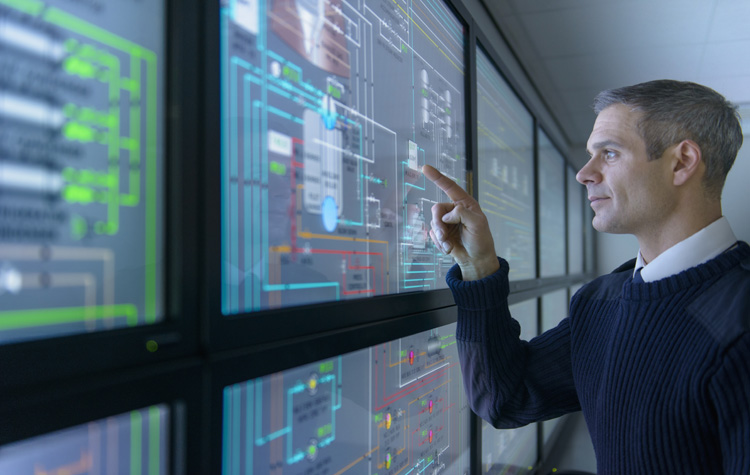 Man programmes a plant system.