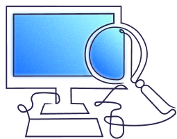 Illustration - PC-Bildschirm mit Lupe
