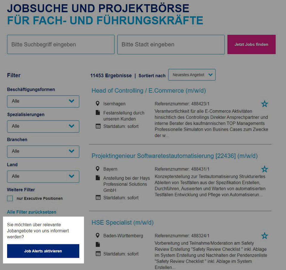 Benutzerschnittstelle Jobsuche Benutzerschnittstelle Jobsuche