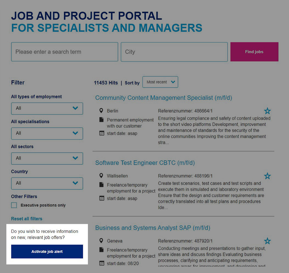 Benutzerschnittstelle Jobsuche Benutzerschnittstelle Jobsuche